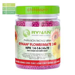 Phân bón tan chậm RYNAN 240 (NPK 14-14-14+TE) cho hoa kiểng (hồng, mai, sứ, xương rồng,...) 150g