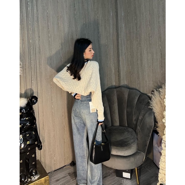 Quần Jeans Suông Tua Kiểu Dáng Dài Chuẩn Phom