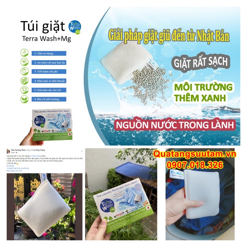 Túi giặt thông minh TERRAWASH magie 125gr Nhật Bản &lt;freeship&gt;, không cần bột giặt- Tặng Baking Soda (quatangsuutam)