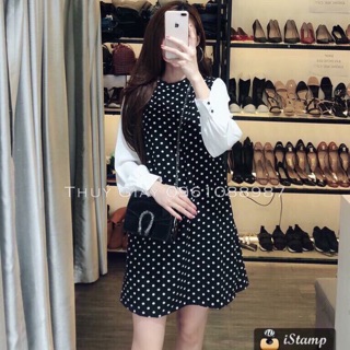 Đầm suông chấm bi cho bạn nữ