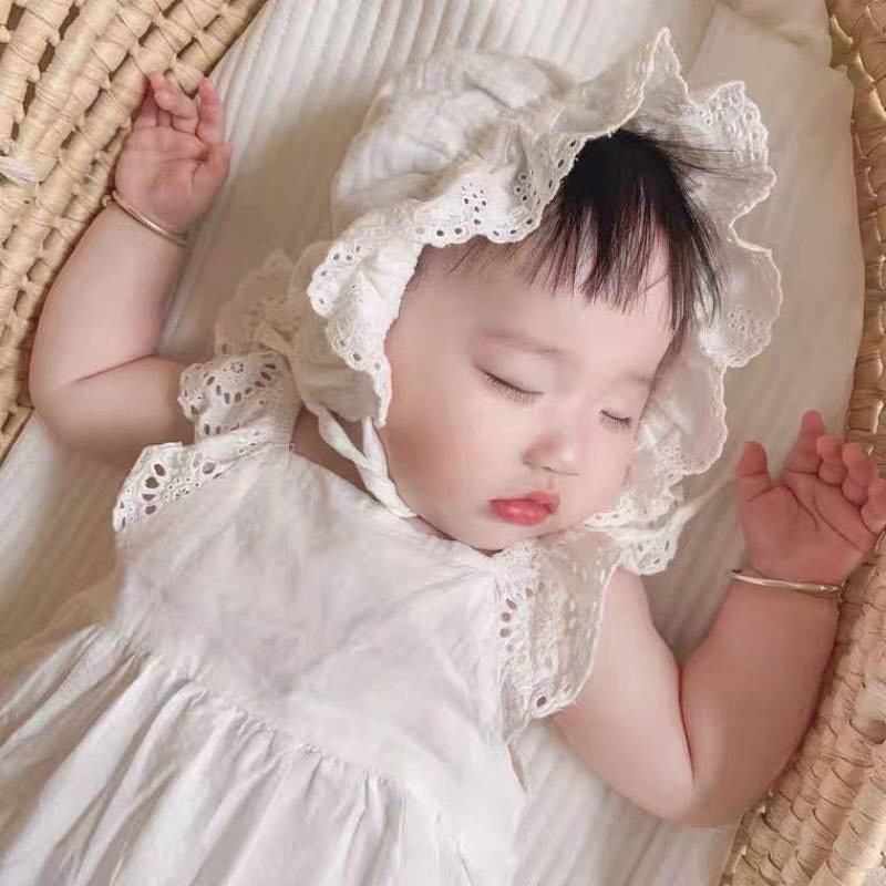 Nón/ mũ sơ sinh,Mũ tiểu thư cho bé gái, 100% cotton mềm mát M04