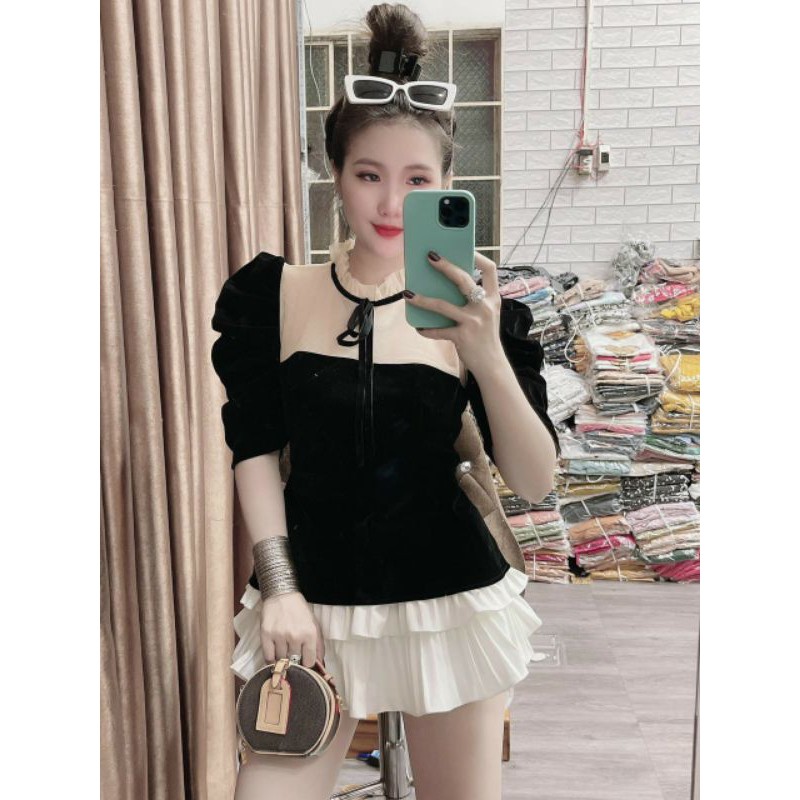 ÁO NHUNG PHỐI VOAN LƯỚI