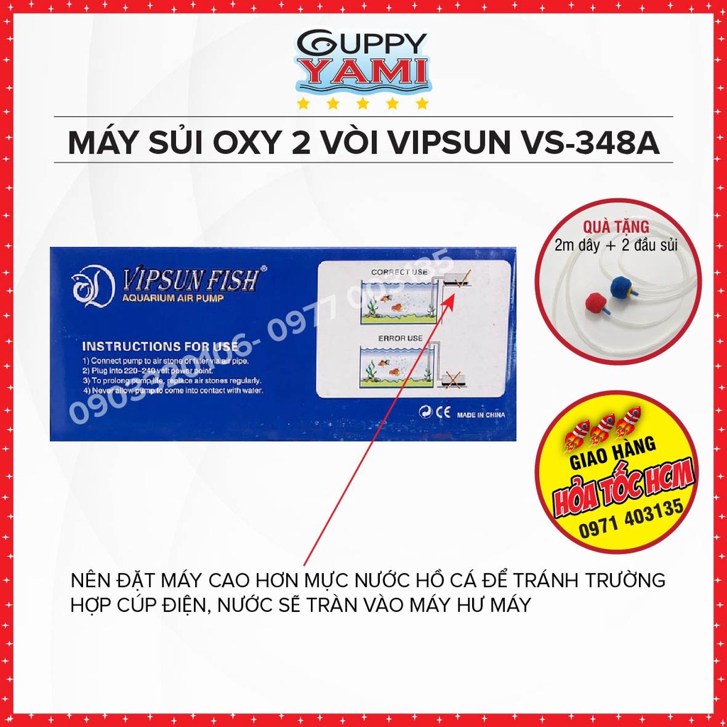 Máy sủi oxy 2 vòi VIPSUN VS-348A