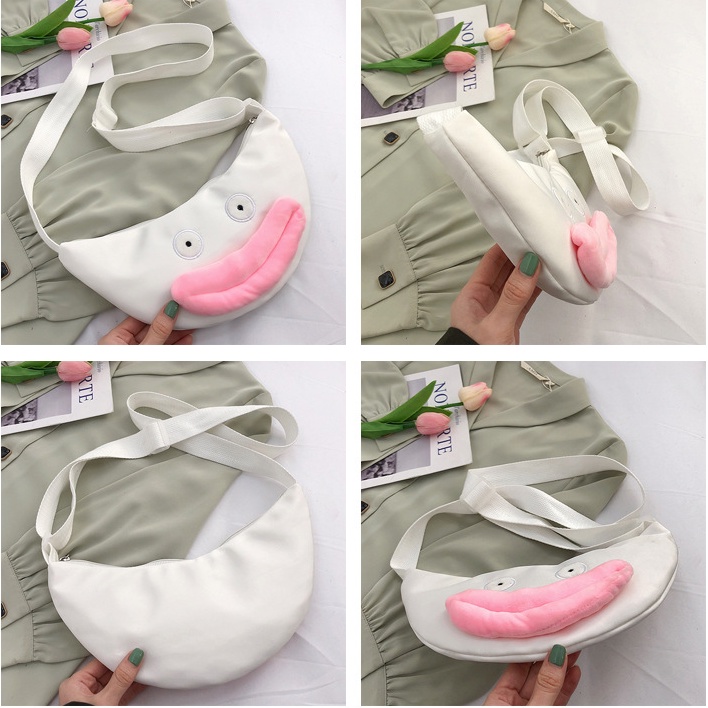 Túi đeo chéo nữ đeo vai mặt hề cute môi phồng đáng yêu thời trang Hàn Quốc đi chơi chụp ảnh đẹp giá rẻ