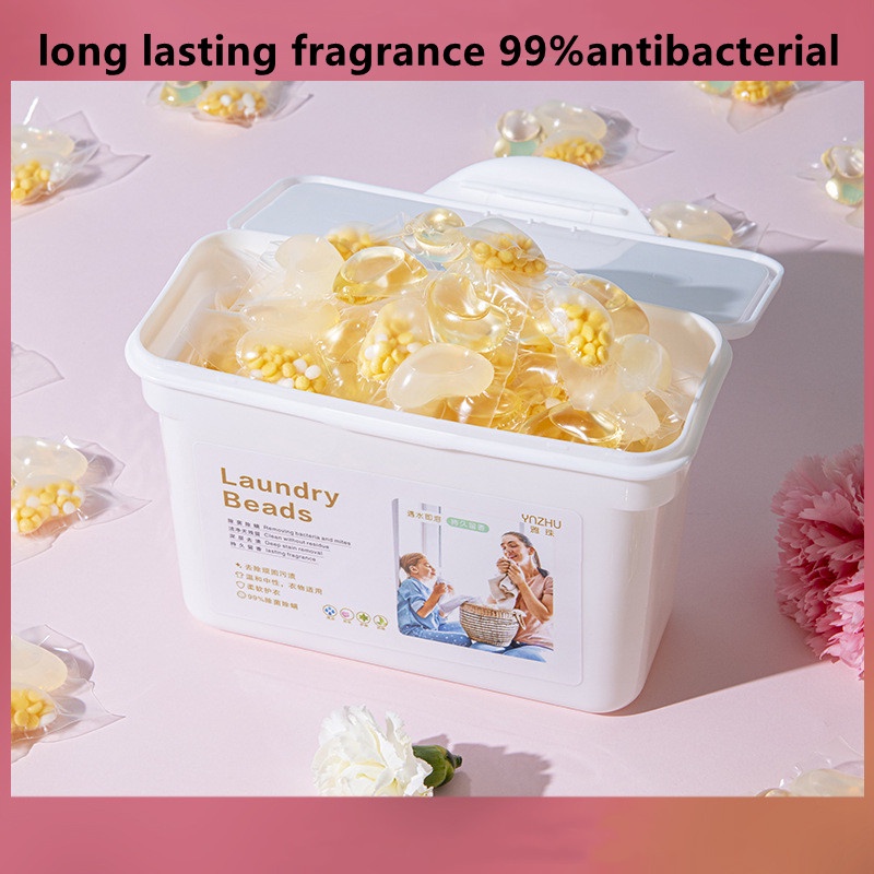 Hộp/ Set 5 hạt thơm giặt quần áo mềm mại loại bỏ vết bẩn mùi hương lâu trôi kiểu bóng gel 3D/ 4D