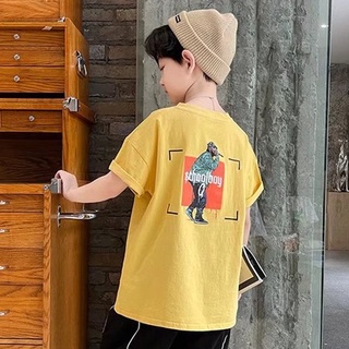 Áo thun BXPB tay ngắn dáng rộng in họa tiết thời trang mùa hè phong cách Hàn Quốc cho trẻ em trai và gái