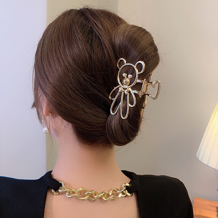 Kẹp Tóc Cỡ Lớn Bằng Kim Loại Thiết Kế Đơn Giản Phong Cách Hàn Quốc