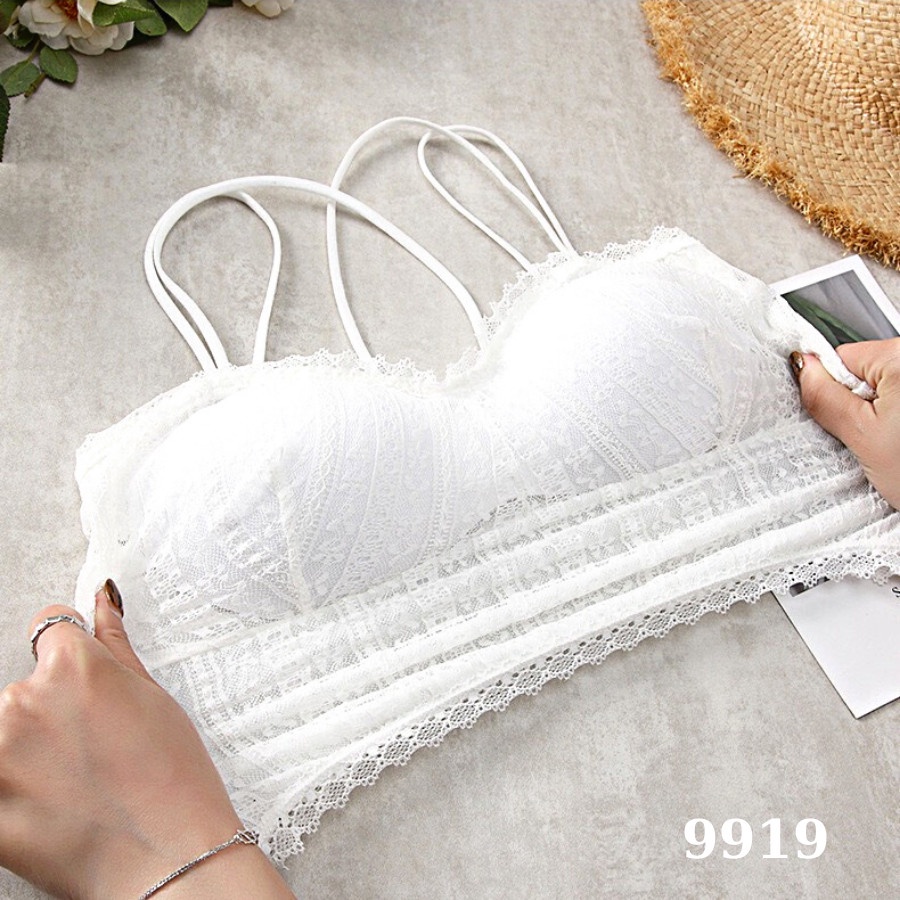 Áo Ngực Croptop Đan Dây Sexy Chất Ren Mềm Mại Đệm Mút Nâng Ngực DORIS 9919