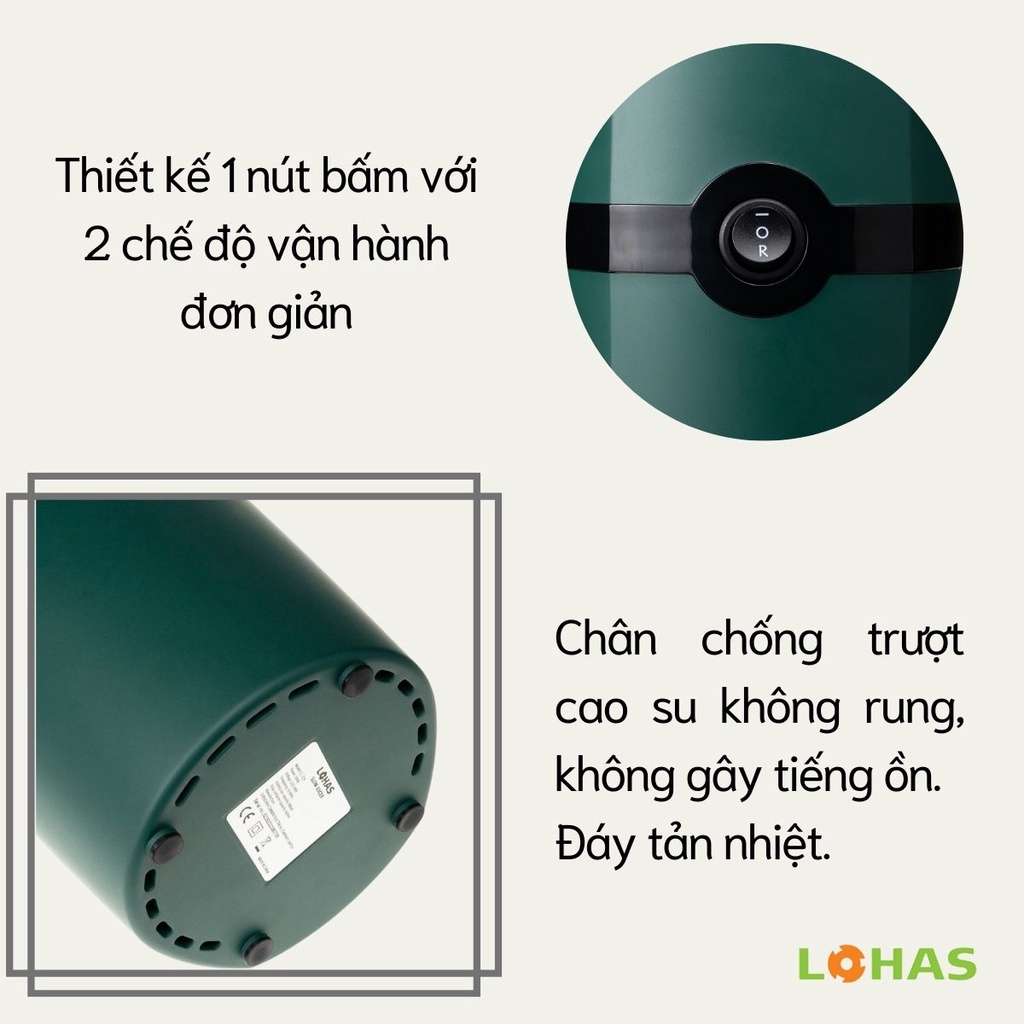 Máy Ép Chậm, Ép Trái Cây Cao Cấp Thương Hiệu LOHAS LS-229 Công Suất Lên Tới 200W, Làm Kem, Sữa Hạt