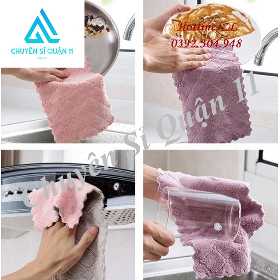Túi10 Chiếc Khăn Lau Chén Bát Đa Năng, Khăn lau chùi nhà bếp thấm hút cực tốt