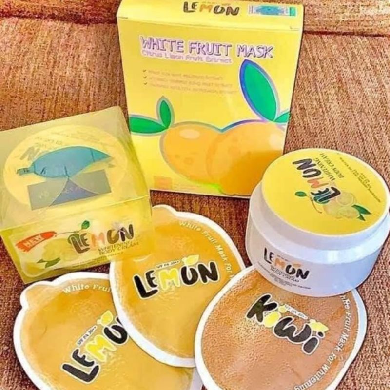 Ủ Trắng LeMon chanh, Tắm Trắng TLEMON WHITE FRUIT MASK 1 Hộp 3 gói