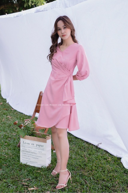 Lena Dress - Váy đắp vạt chéo xếp eo | BigBuy360 - bigbuy360.vn