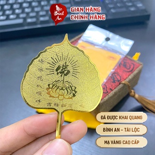 Lá bồ đề mạ vàng đã khai quang thu hút tài lộc may mắn để ví ốp điện thoại - Mộc Bình An Shop