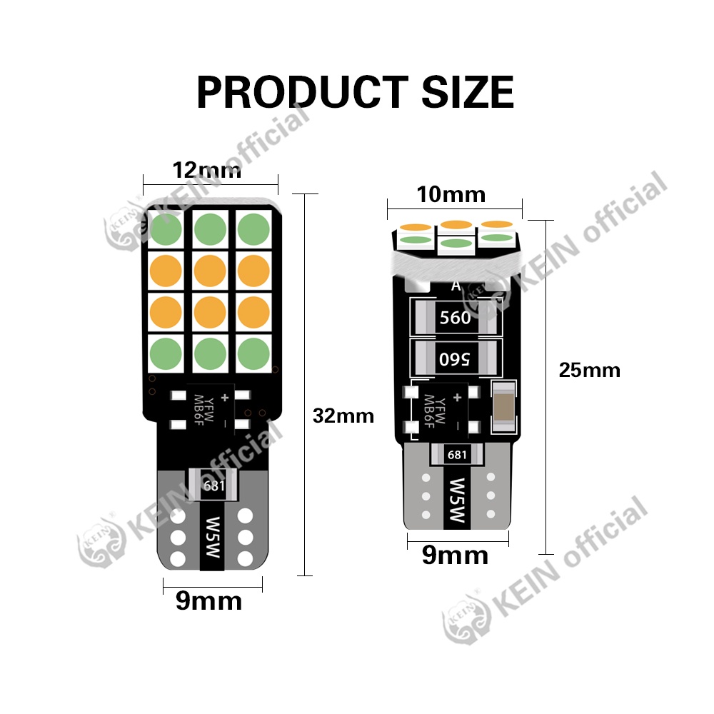 KEIN Three color Đèn LED T10 W5W C10W C5W 12V 31mm 36mm 39mm 41mm chuyên dụng dành cho xe hơi
