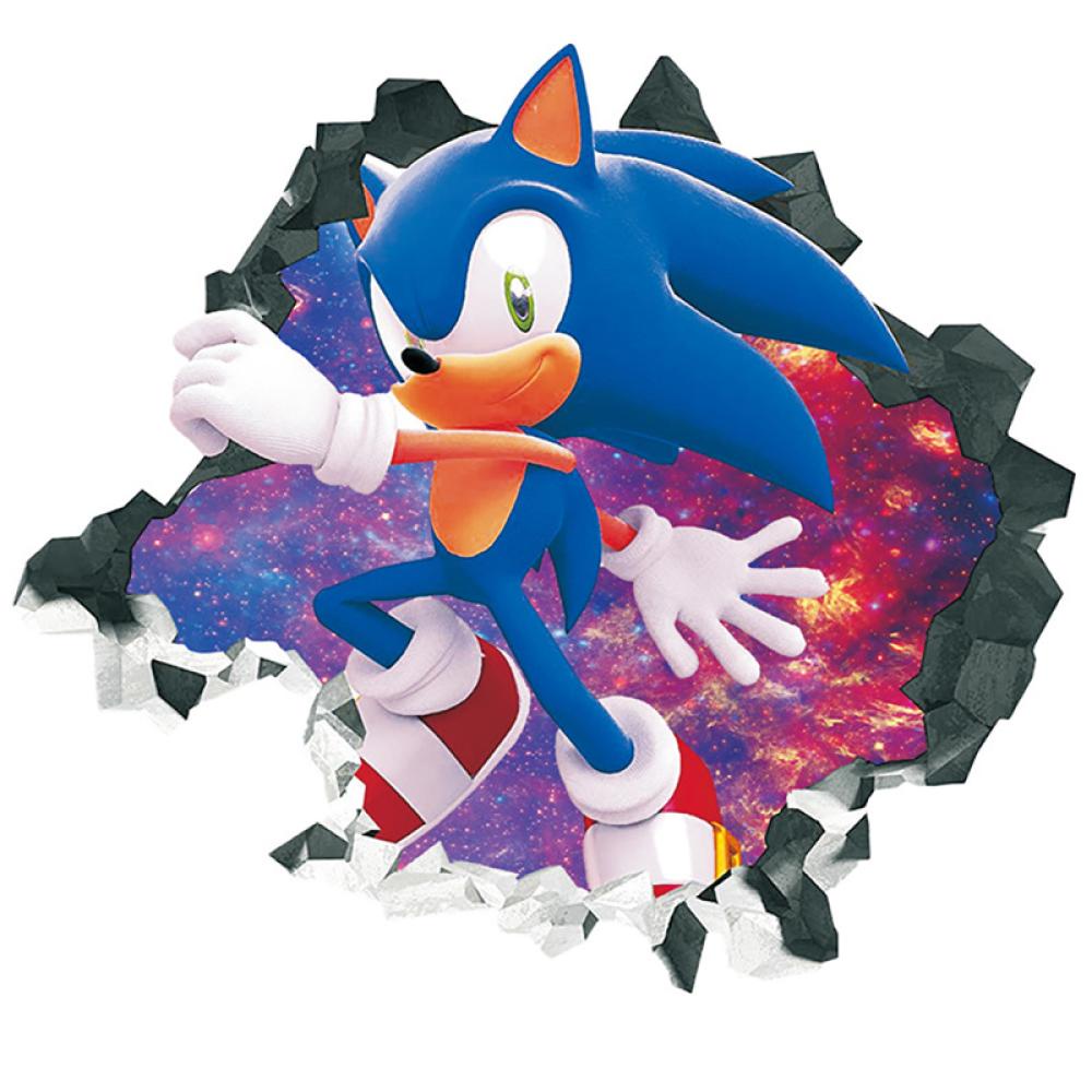 Sticker Dán Tường Họa Tiết Hoạt Hình Sonic 3D Dễ Thương D6S2
