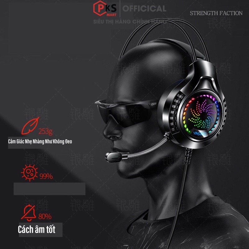 Tai Nghe Chụp Tai Gaming YINOIAO Q7 Có Dây Chống Ồn Sử Dụng Cho Điện Thoại Máy Tính Laptop Có 3 Màu Đen Trắng Hồng