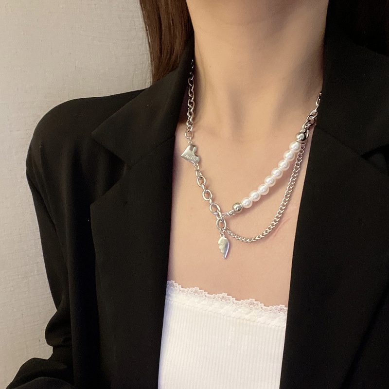 Vòng cổ Mặt Trái Tim Khắc Chữ Phong Cách Hàn Quốc