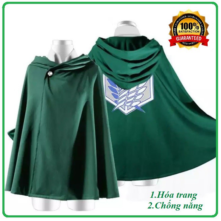 Áo choàng Cosplay hóa trang đội trinh sát Anime Attack on Titan - chống nắng nóng mùa hè