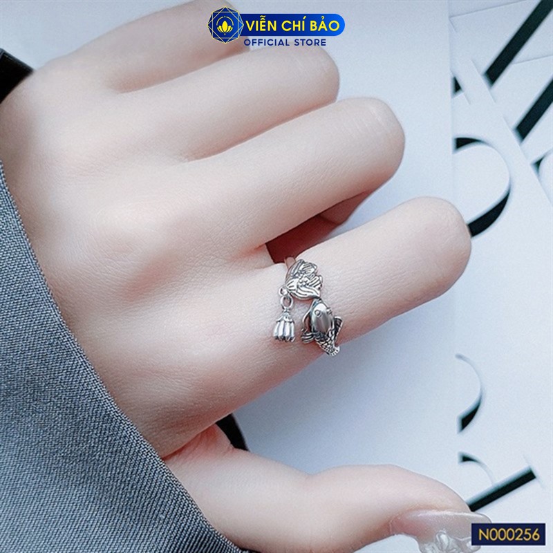 Nhẫn bạc nữ Lý ngư liên hoa chất liệu bạc Thái 925 trẻ trung nữ tính thương hiệu Viễn Chí Bảo N000256x