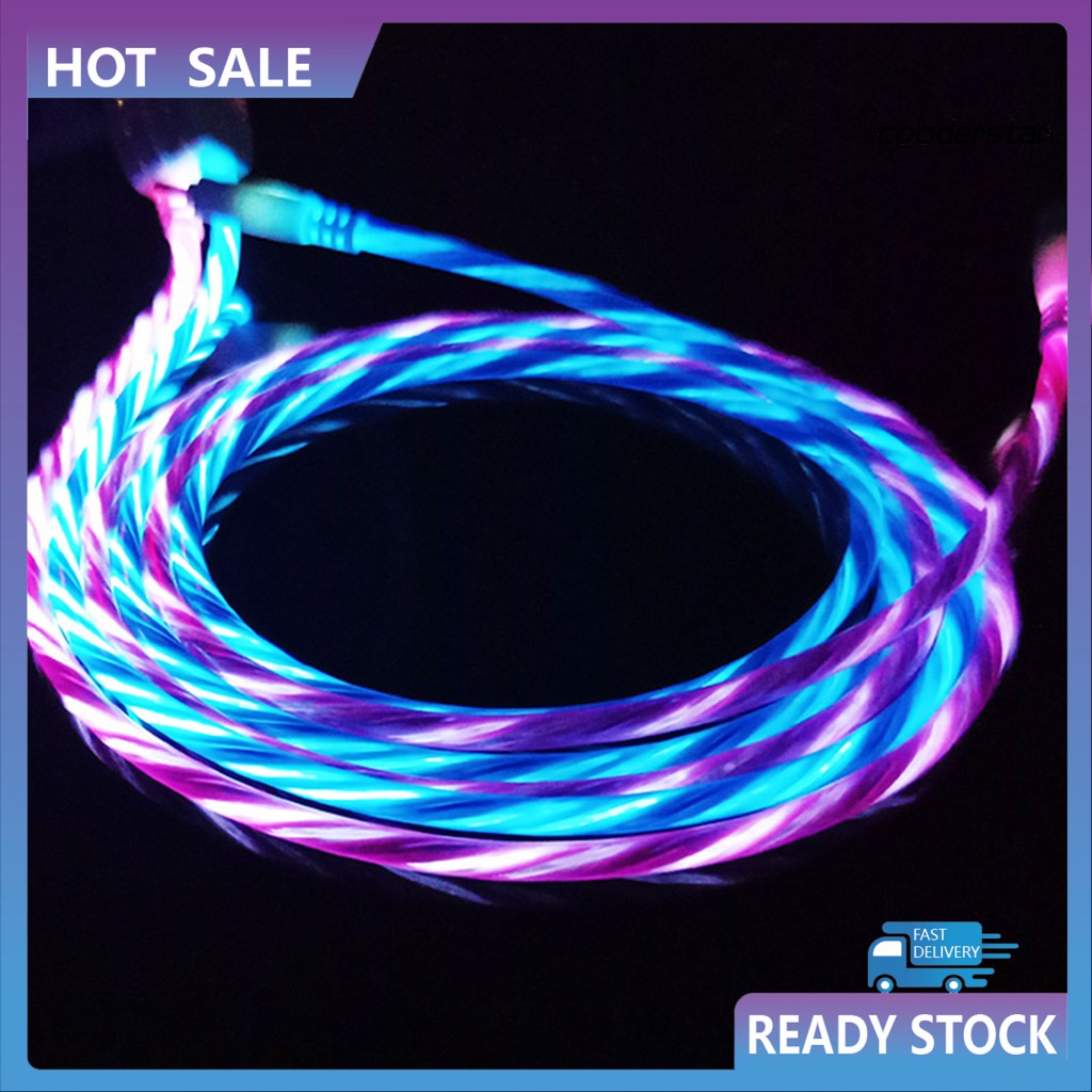 Dây cáp sạc nhanh truyền dữ liệu Micro USB Type C có đèn LED phát sáng thích hợp cho điện thoại Apple Android