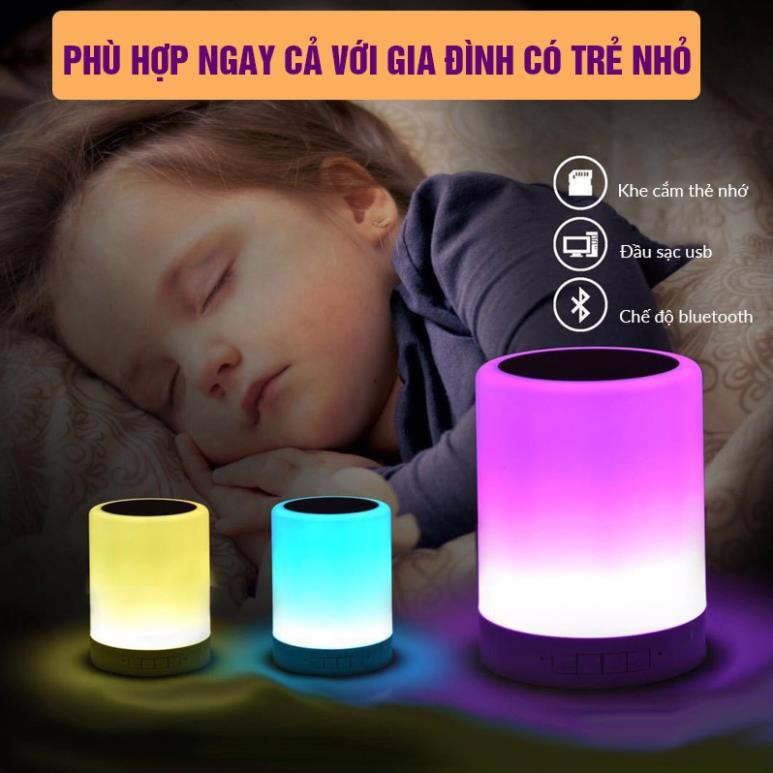 [HÀNG CÓ SẴN] Loa di động cảm ứng tích hợp đèn ngủ F2, Loa Bluetooth Không Dây 2IN1- Đèn LED cảm ứng đổi màu!