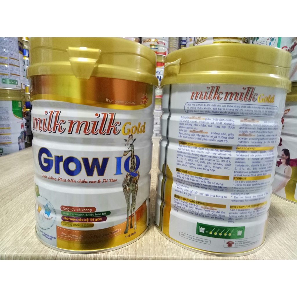 Sữa phát triển chiều cao, trí não milkmilkgold lon 900g dành cho trẻ  1-15 tuổi
