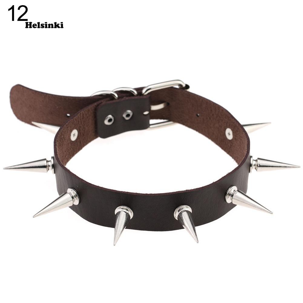 Vòng cổ choker giả da đính đinh tán cho nữ