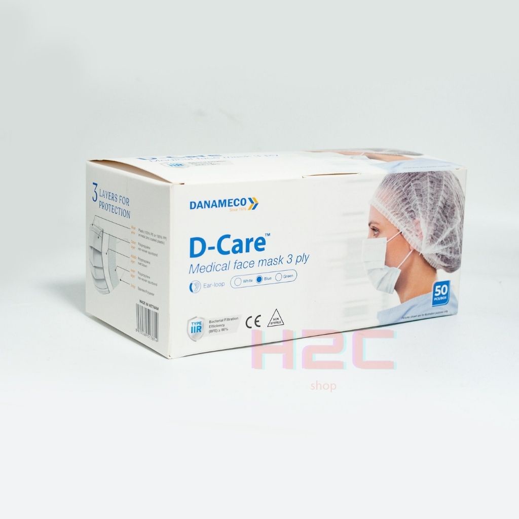 Khẩu trang y tế Danameco 3 lớp kháng khuẩn hộp 50 cái