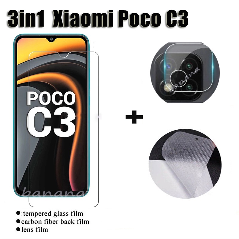Kính cường lực Xiaomi Poco C3 Xiaomi Poco C3 F3 X3 F2 M3 Bảo vệ màn hình + Kính ống kính + Phim mặt 