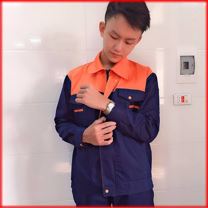 Áo bảo hộ lao động dài tay khóa kéo nam nữ kaki loại dày SHUNI