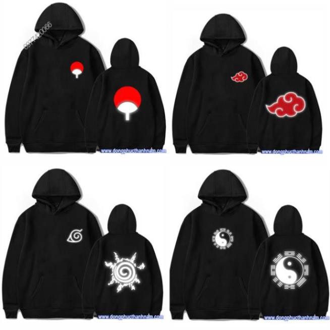 Áo Naruto phản quang, áo hoodie Naruto, áo gia tộc Uchiha, áo gia tộc Uzumaki, áo gia tộc Hyuga, áo tổ chức akatsuki