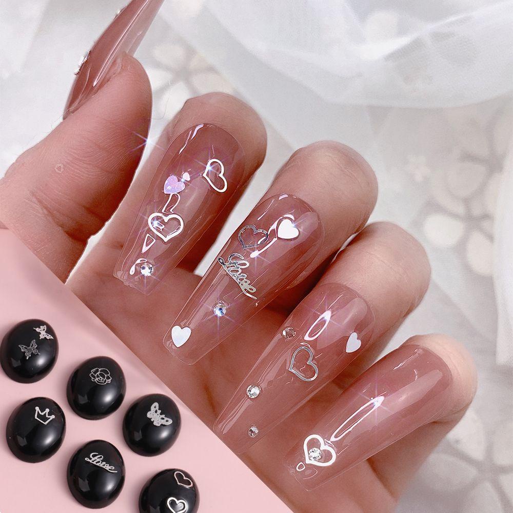 OCEANMAP Phụ Kiện Trang Trí Móng Tay 3D DIY Hình Trái Tim / Bướm / Hoa Hồng / Vương Miện Xinh Xắn