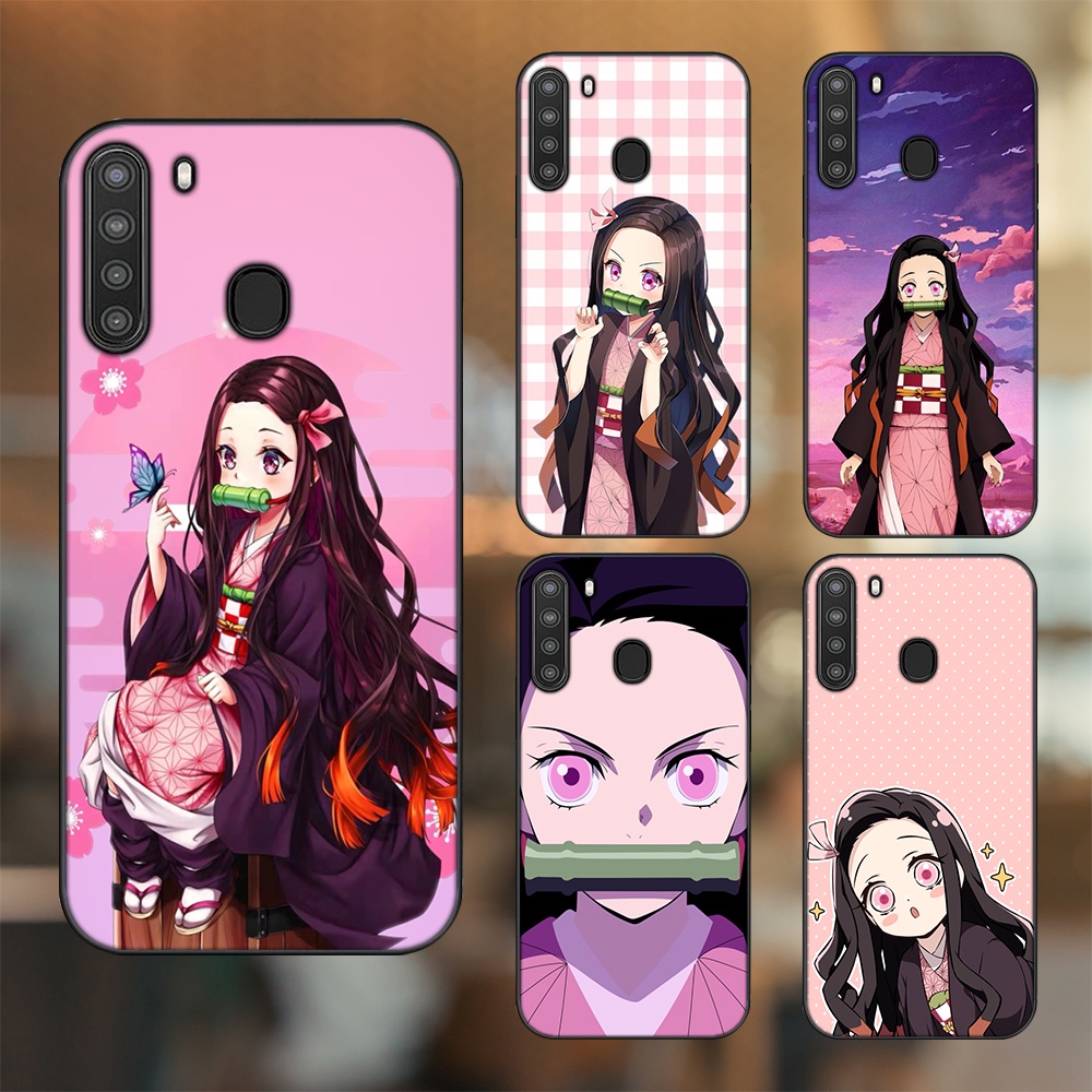 Ốp lưng Samsung A21 viền đen in hình Nezuko Kimetsu no Yaiba