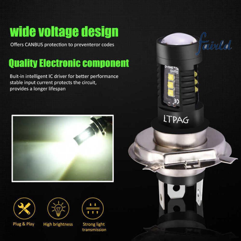 2 Bóng Đèn Pha Led H4 9003 60w 1800lm 6000k Cob Cho Xe Hơi