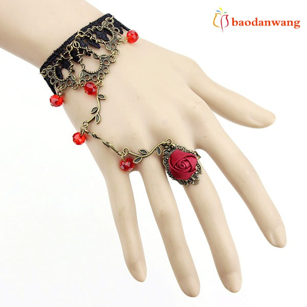 Vòng đeo tay ren hoa đính đá phong cách cổ điển thanh lịch dành cho nữ