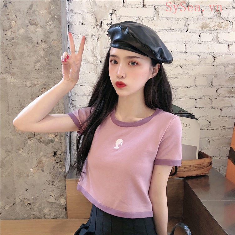 Áo Dệt Kim Nữ Tay Ngắn Phong Cách Hàn Quốc