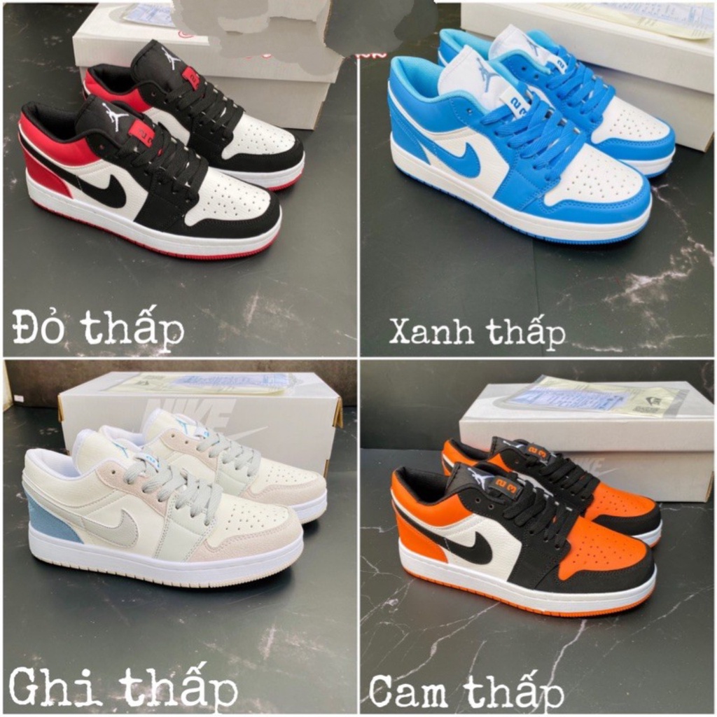 Giày jd màu đen đỏ thấp cổ nam nữ full box bill giày sneaker giá rẻ