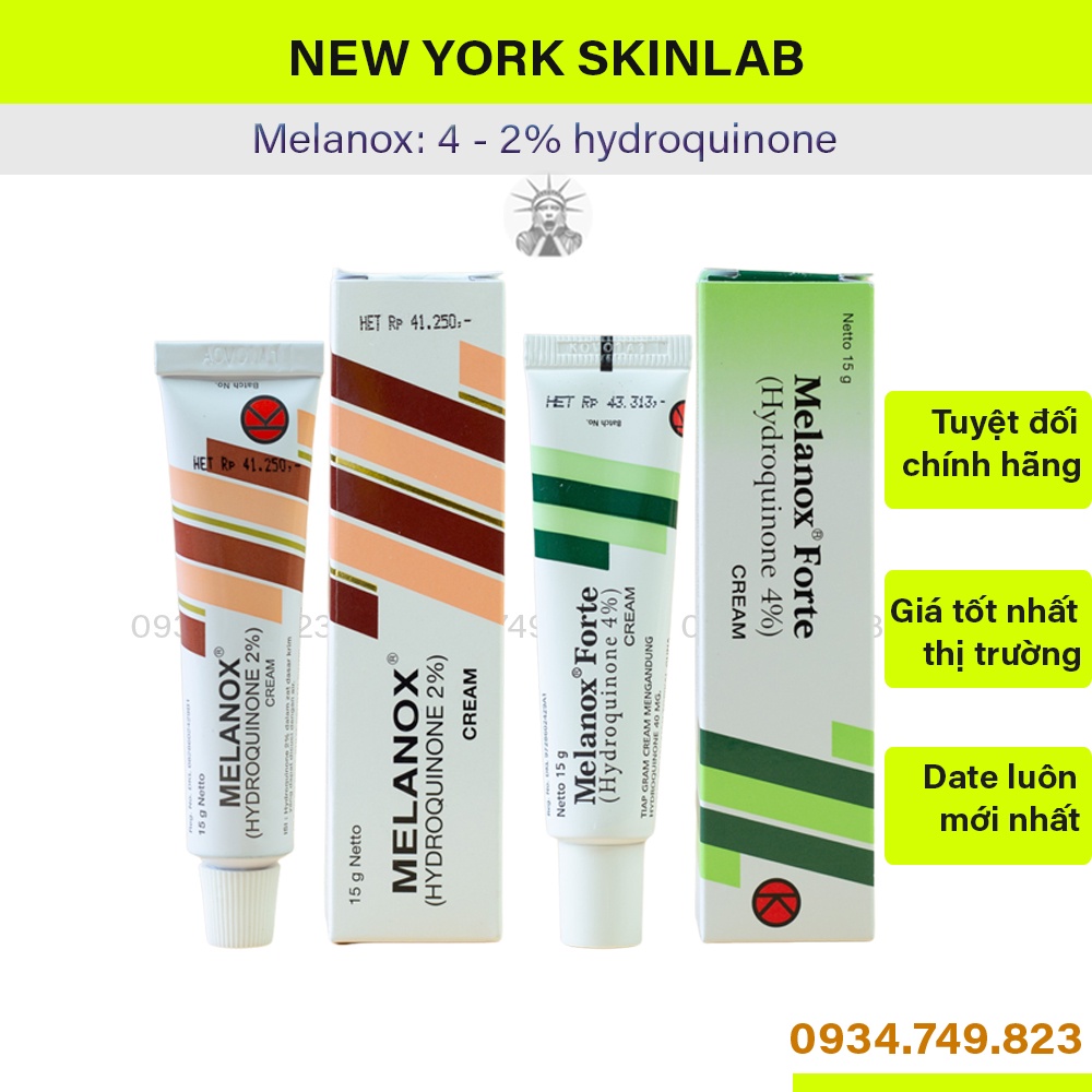 Kem Melanox Forte và Refaquin (15g), hết nám da, giảm mờ thâm nám, dưỡng trắng và làm sáng da