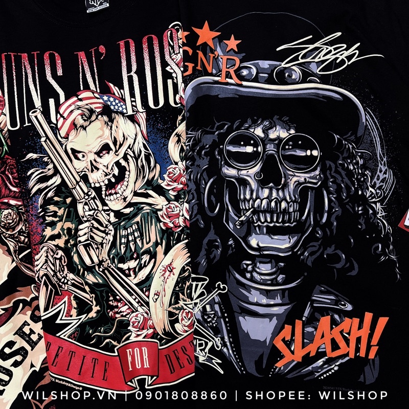 ÁO GUNS N' ROSES - ROCK BAND TEE - ÁO THUN ÁO PHÔNG NHẠC ROCK - ROCKTEE UNISEX GUN GUNS N ROSE ROSES