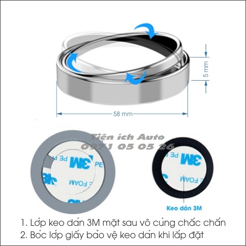 Gương cầu lồi có viền gắn kính hậu xe ô tô, xe hơi xoay 360 độ | tienich_auto | BigBuy360 - bigbuy360.vn