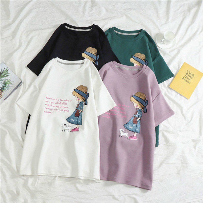 Áo thun tay lỡ unisex nam - nữ cao cấp, freesize từ 40kg~70kg
