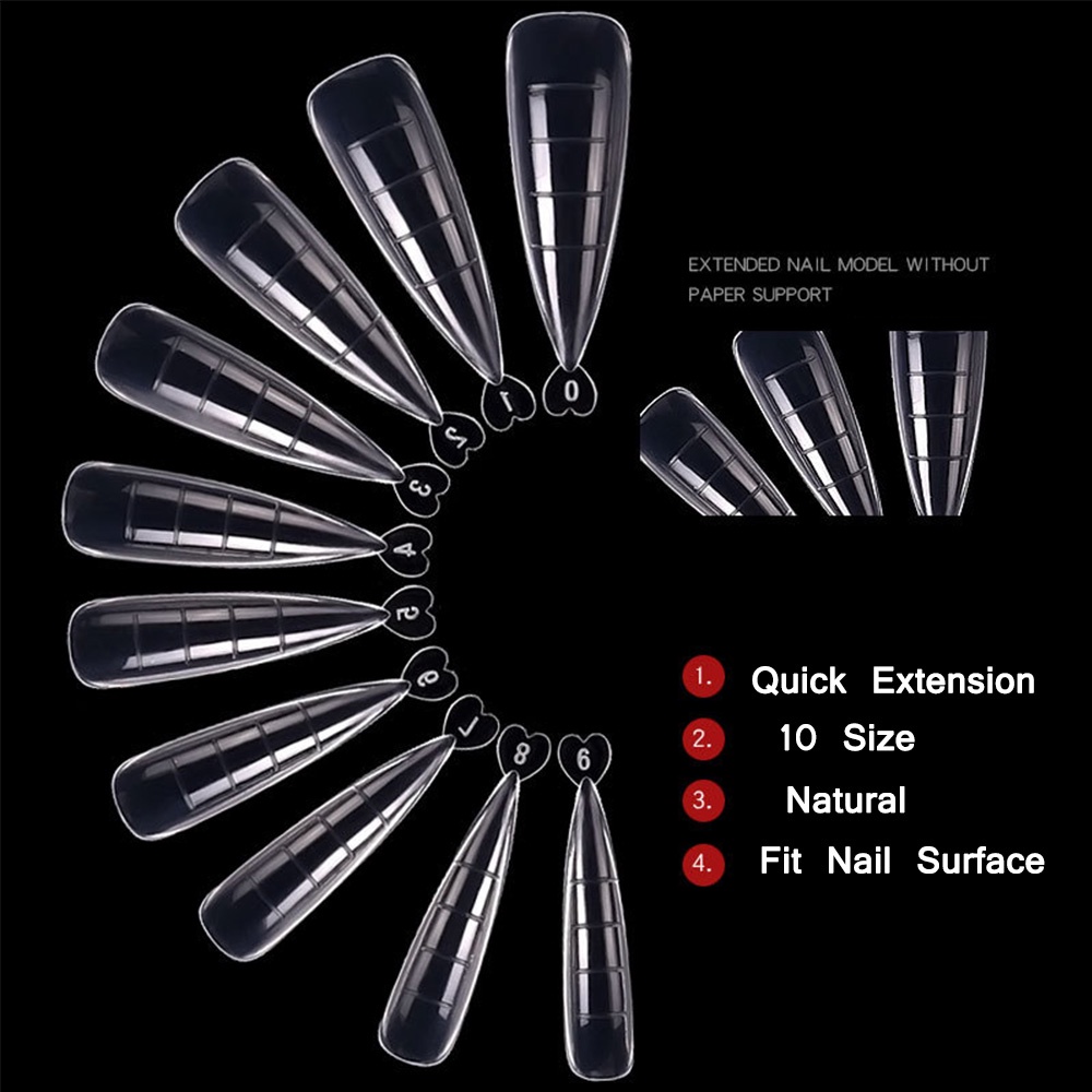 [Hàng mới về] Set 100 móng tay giả trong suốt tự làm móng dễ dàng tiện dụng