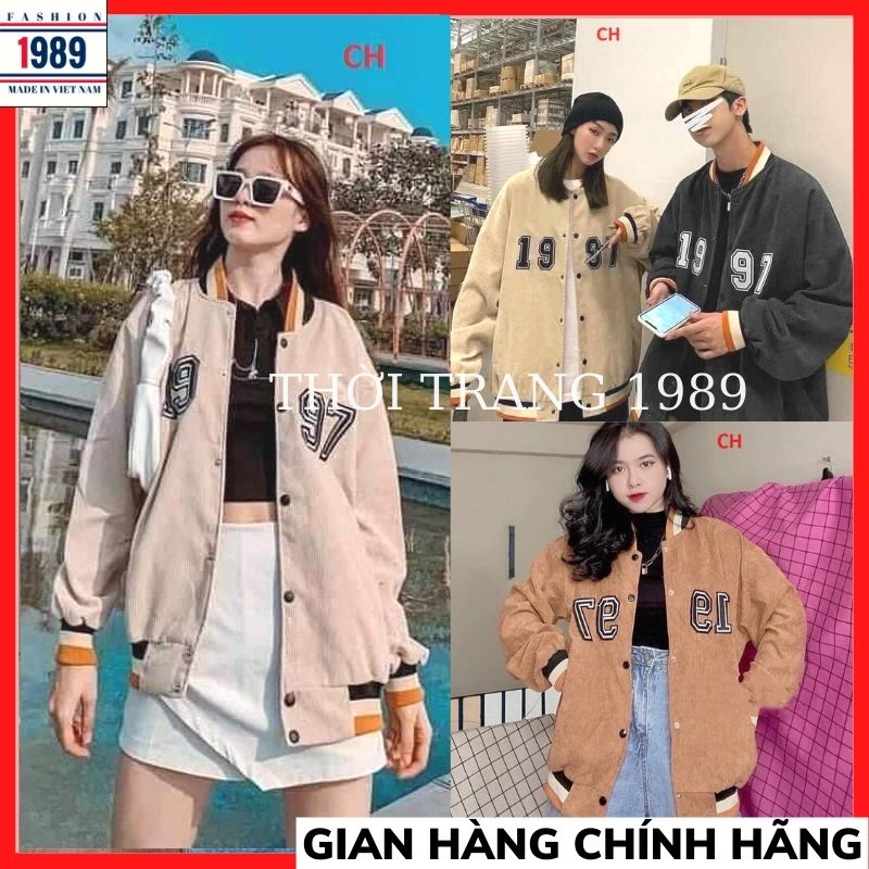 Áo khoác bomber nhung tăm 97,Áo khoác form rộng UNISEX kiểu Hàn quốc ulzzang , Áo khoác bomber nam nữ dù THỜI TRANG 1989