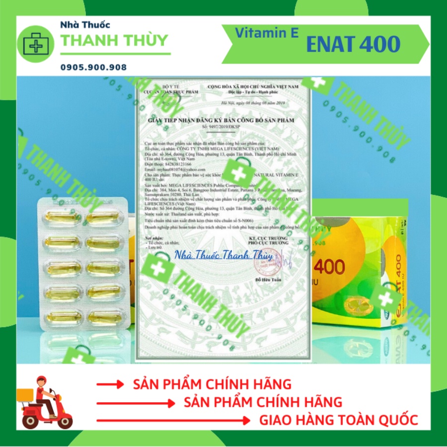 ENAT 400 - Natural Vitamin E 400 UI - Mega We Care [Hộp 30 viên] - Giúp Da Căng Mịn, Chống Oxy Hoá