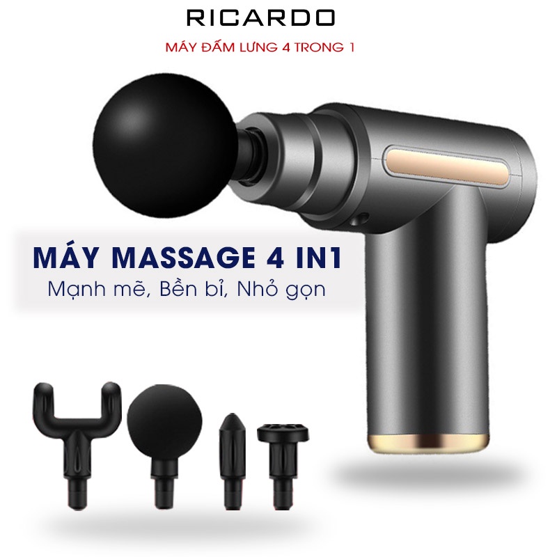 Máy massage cầm tay đa năng 4 đầu 6 chế độ cao cấp, Súng massage cầm tay nhỏ gọn mát xa nhức mỏi vai gáy, đau giãn cơ