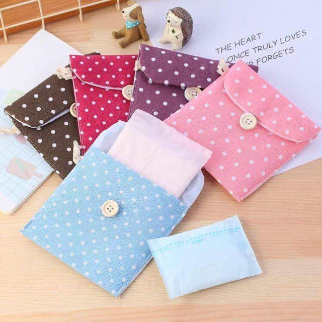 Túi vải canvas nhỏ nhắn đựng tiền xu/đồ dùng tiện dụng cho nữ