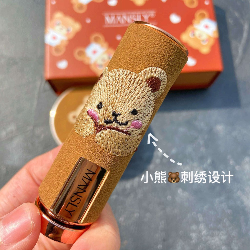 Bộ trang điểm 2 món Beauty MANSLY Small Bear Lipstick