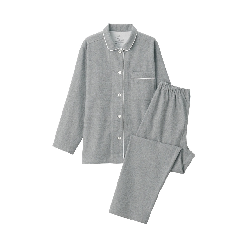 Muji Bộ Pyjama Nữ Không Đường May Sườn Vải Flannel