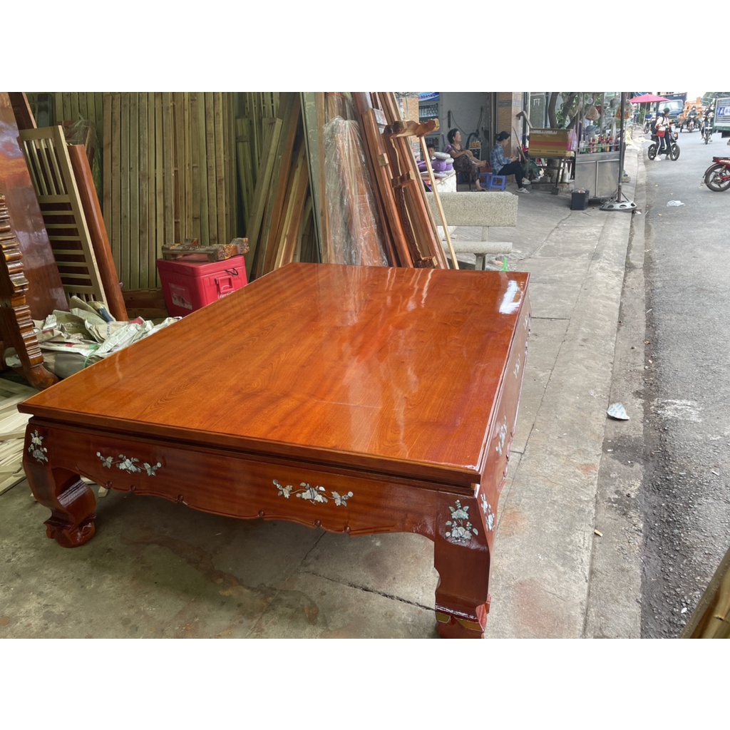Sập trơn chân quỳ gỗ căm xe , phản gỗ hàng nguyên tấm, Li Quăng 1m4 x 2m2, 1m6 x2m2 và 1m8 x 2m3