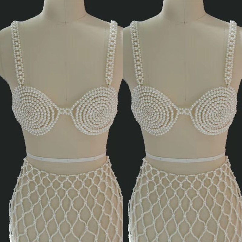 Bikini Mắt Xích Đính Hạt Ngọc Trai Nhân Tạo Gợi Cảm Cho Nữ